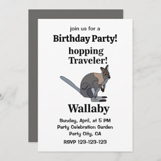 Wallaby Animal Wildlife Funny Birthday Party Einladung