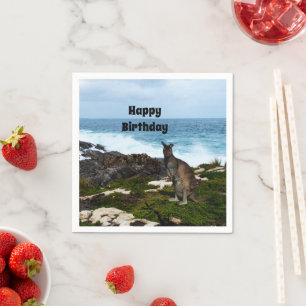 Wallaby auf Küstenfelsen, Papiertücher Serviette