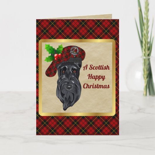 Wallace Abzeichen & Tartan Personalisierte Weihnac Karte (Vorderseite)