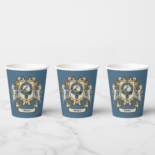 Wallace Clan Abzeichen Blue Personalisiert Pappbecher (Multi)