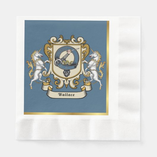 Wallace Clan Abzeichen Blue Personalisiert Serviette (Vorderseite)