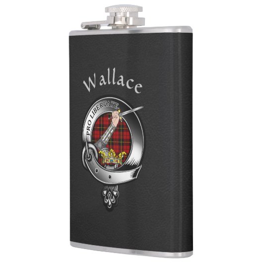 Wallace Clan Abzeichen mit schwarzem Imitat Lederm Flachmann (Links)