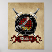 Wallace Clan Abzeichen & Tartan 8.5x11 Poster (Vorne)