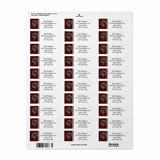 Wallace Clan Abzeichen & Tartan Personalisiert Lab (Vorne)