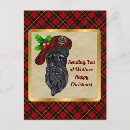 Wallace Clan Abzeichen & Tartan Postkarte (Vorderseite)