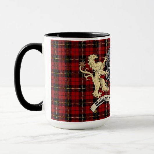 Wallace Clan Abzeichen & Tartan Tasse (Links)