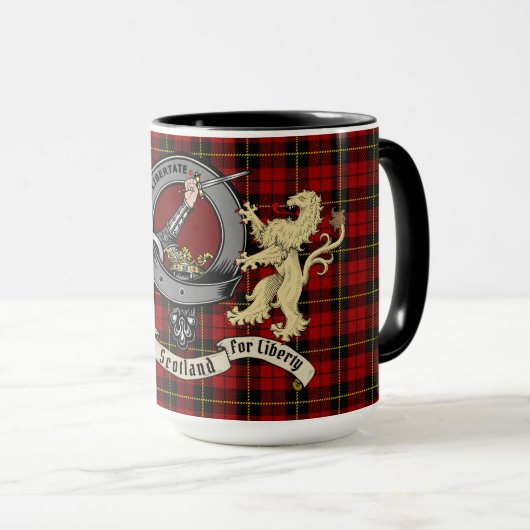 Wallace Clan Abzeichen & Tartan Tasse (VorderseiteRechts)