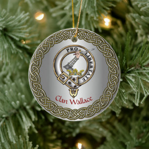 Wallace Clan Abzeichen/Tartan Thistle Personalisie Keramik Ornament