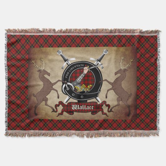 Wallace Clan Abzeichen & Tartan Throw Blanket Decke (Vorderseite)