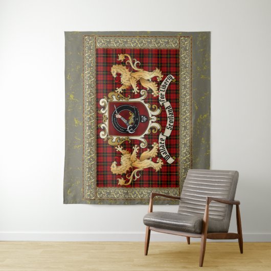 Wallace Clan Abzeichen & Tartan w/Lions Tapestry Wandteppich (Beispiel)