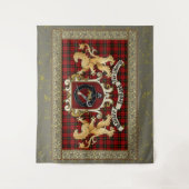Wallace Clan Abzeichen & Tartan w/Lions Tapestry Wandteppich (Vorderseite)