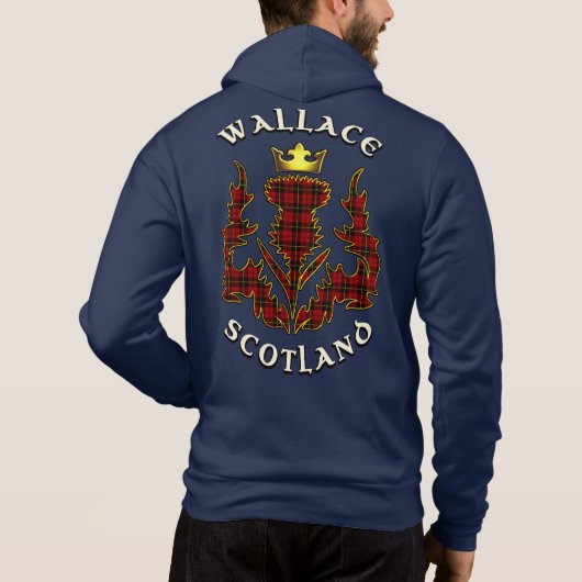 Wallace Clan Abzeichen & Tartan w/Motto Hoodie (Rückseite)