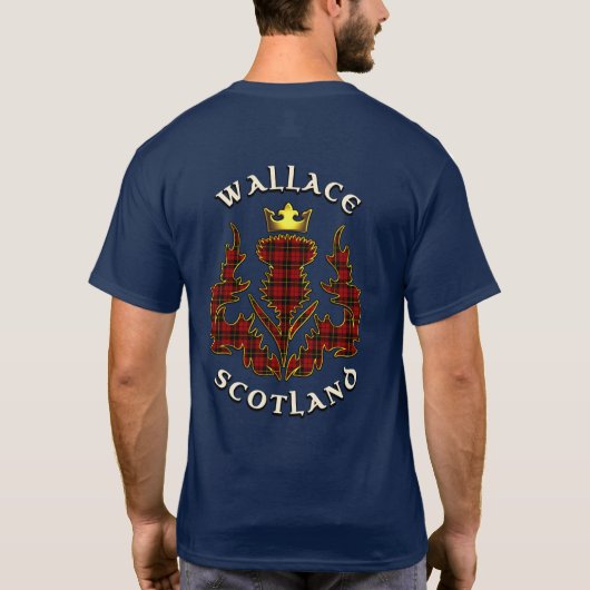Wallace Clan Abzeichen & Tartan w/Motto T-Shirt (Rückseite)