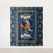 Wallace Clan Abzeichen & Tartan w/Unicorns Wandteppich (Vorderseite)