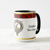 Wallace Clan Badge Tartan w/Gold Rim Tasse (VorderseiteRechts)