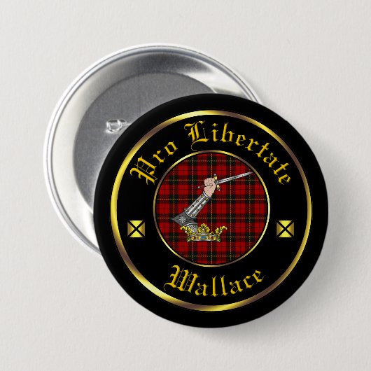 Wallace Clan & Tartan Button (Vorne & Hinten)