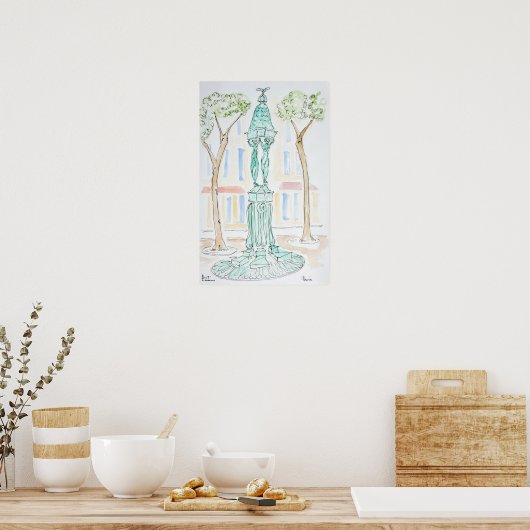 Wallace Fountain: Rue Brea | Paris, Frankreich Poster (Küche)