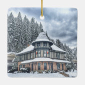 Wallace Idaho Depot im Winter Keramikornament (Rückseite)