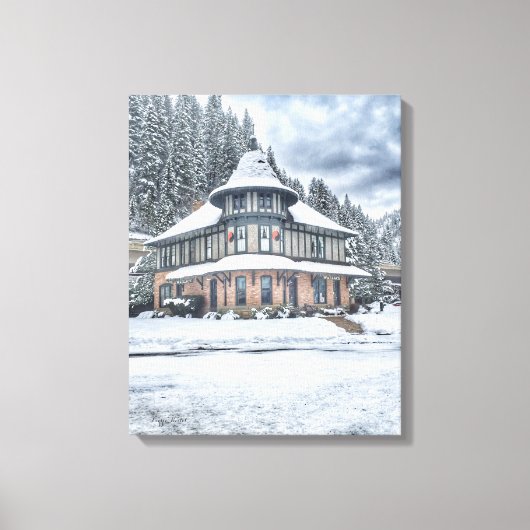 Wallace Idaho Depot im Winter Leinwanddruck (Vorderseite)