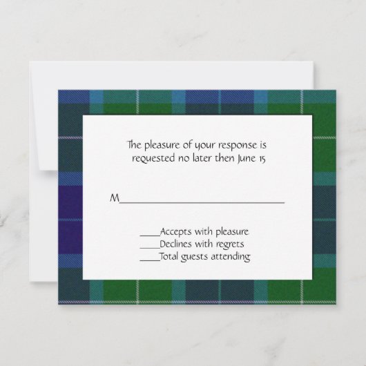 Wallace Kariert RSVP Card Karte (Vorderseite)