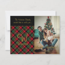 Wallace Red Kariert Christmas Card
