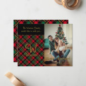 Wallace Red Kariert Christmas Card Mitteilungskarte (Vorderseite/Rückseite Beispiel)
