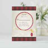 Wallace Red Scottish Tartan Wedding RSVP (Stehend Vorderseite)