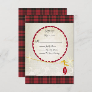Wallace Red Scottish Tartan Wedding RSVP
