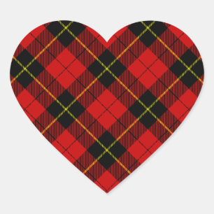 Wallace Red Tartan Herz-Aufkleber