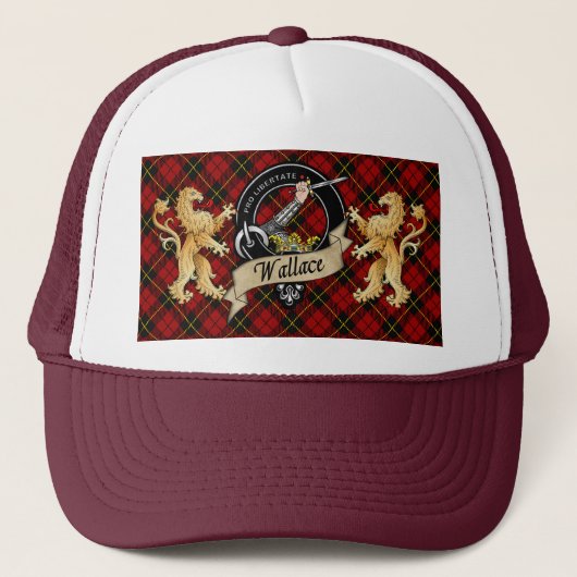 Wallace Scottish Tartan & Abzeichen Trucker Hat Truckerkappe (Vorderseite)