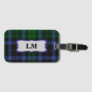 Wallace Tartan Blue & Green Bag Tag Biz Card Slot Gepäckanhänger