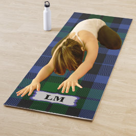 Wallace Tartan Blue Green Kariert Monogram Initial Yogamatte