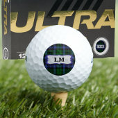 Wallace Tartan Blue & Green Monogram Initials Golfball