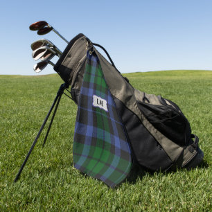Wallace Tartan Blue & Green Monogram Initials Golfhandtuch