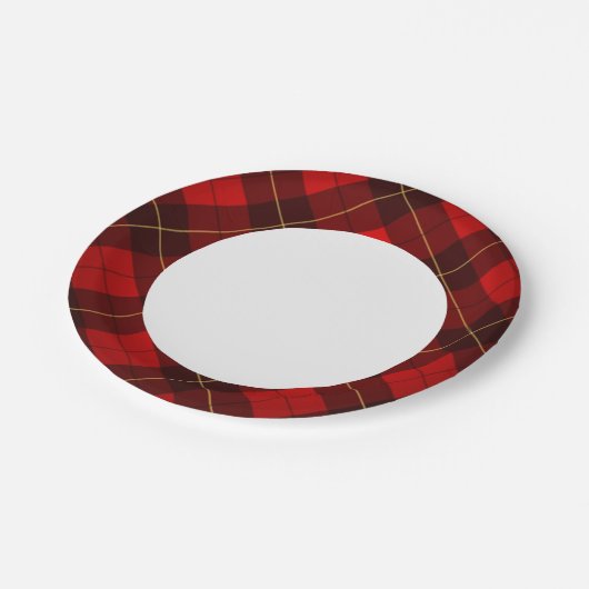 Wallace-Tartan-Hintergrund Pappteller (Schrägansicht)