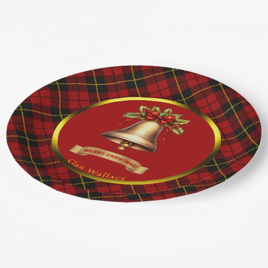 Wallace Tartan Personalisiert Weihnachten Pappteller (Schrägansicht)