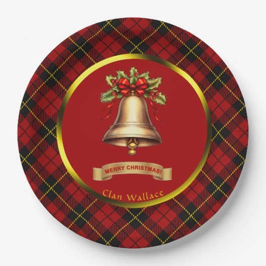 Wallace Tartan Personalisiert Weihnachten Pappteller (Vorderseite)
