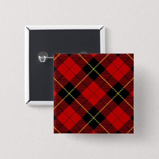 Wallace Tartan Red Black kariert Button (Vorne & Hinten)