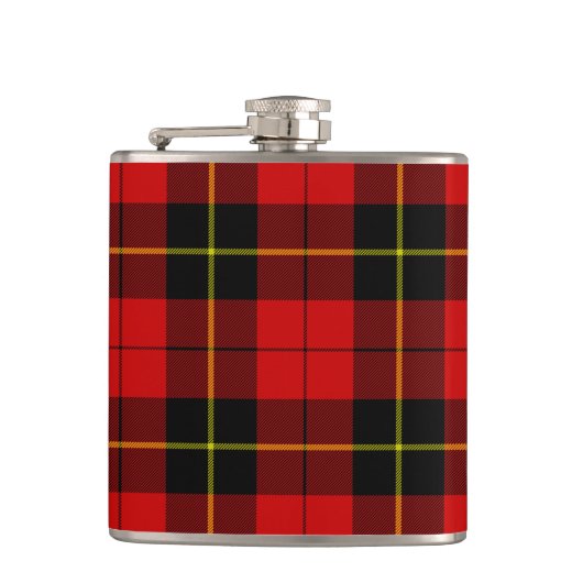 Wallace Tartan Red Black kariert Flachmann (Vorderseite)