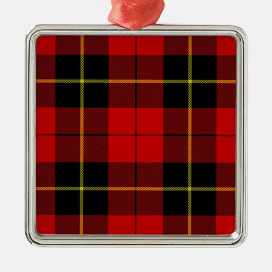 Wallace Tartan Red Black kariert Ornament Aus Metall (Vorne)