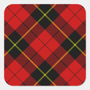 Wallace Tartan Red Black kariert Quadratischer Aufkleber