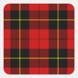 Wallace Tartan Red Black kariert Quadratischer Aufkleber