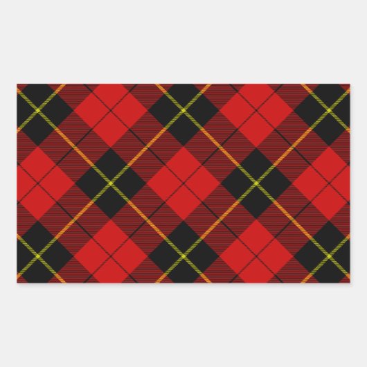 Wallace Tartan Red Black kariert Rechteckiger Aufkleber (Vorderseite)