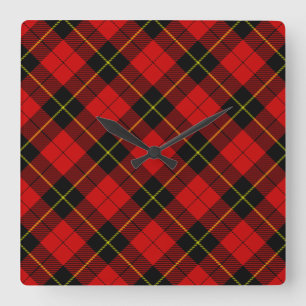 Wallace tartan red black plaid quadratische wanduhr
