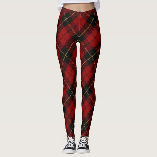 Wallace Tartan Scottish Clan Kariertes Muster Leggings (Vorderseite)