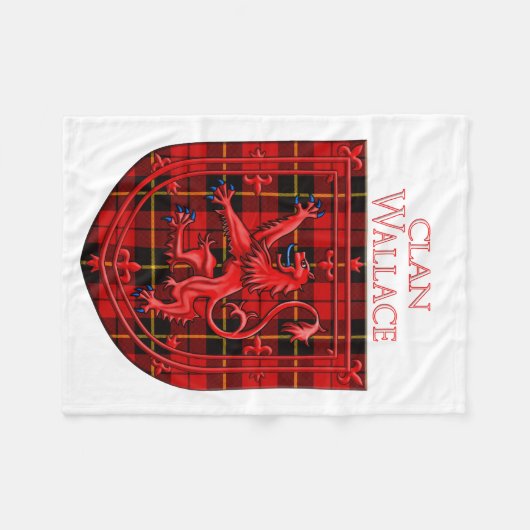 Wallace Tartan Scottish Plaid Lion Rampant Fleecedecke (Vorderseite (Horizontal))