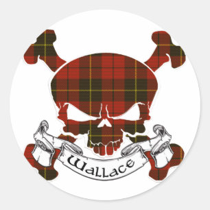 Wallace Tartan Skull Runder Aufkleber
