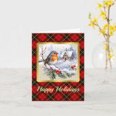 Wallace Wappen & Tartan w/Robin Personalisierte Xm Karte (Gelbe Blume)