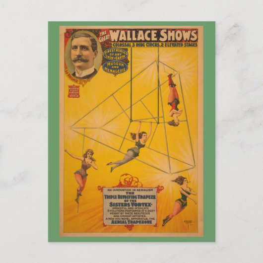 Wallace zeigt dreifache sich drehende Trapeze Post Postkarte (Vorderseite)