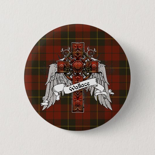Wallacetartan-Kreuz Button (Vorderseite)